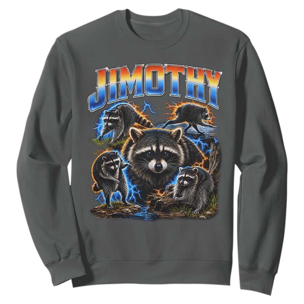 Jimothy the Raccoon Vintage 90s Bootleg Lightning Graphic Sweatshirt Viral Seattle Trash Panda