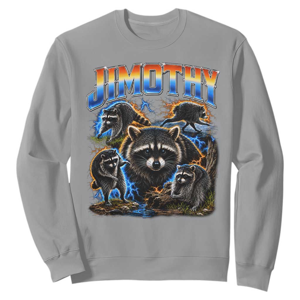 Jimothy the Raccoon Vintage 90s Bootleg Lightning Graphic Sweatshirt Viral Seattle Trash Panda