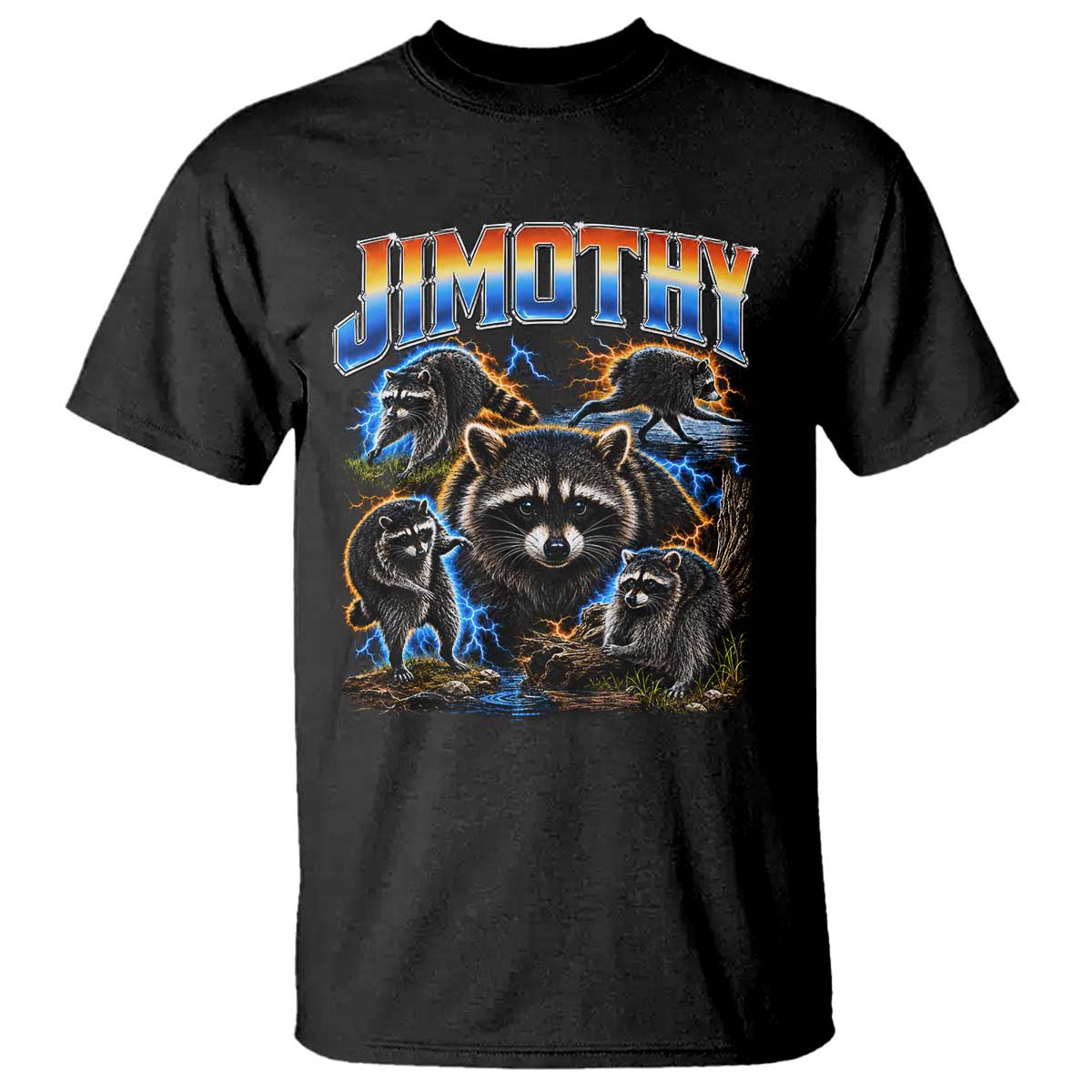 Jimothy the Raccoon Vintage 90s Bootleg Lightning Graphic T Shirt Viral Seattle Trash Panda