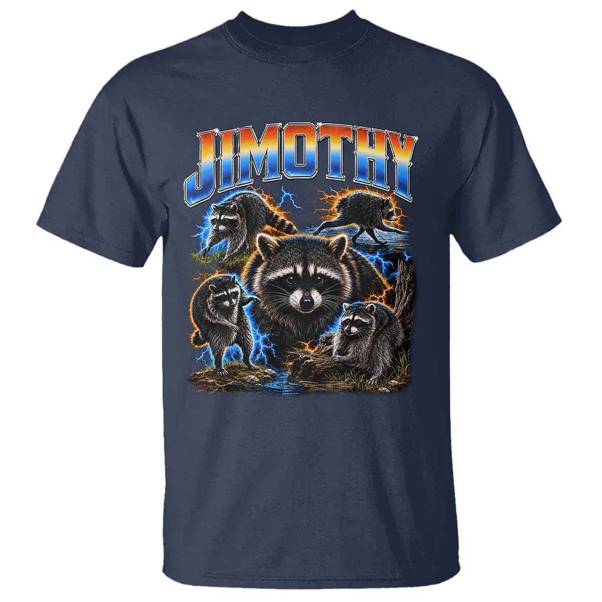 Jimothy the Raccoon Vintage 90s Bootleg Lightning Graphic T Shirt Viral Seattle Trash Panda