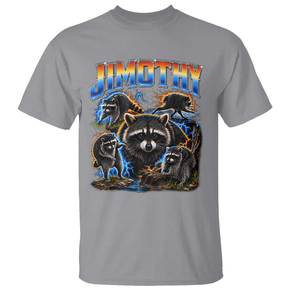 Jimothy the Raccoon Vintage 90s Bootleg Lightning Graphic T Shirt Viral Seattle Trash Panda