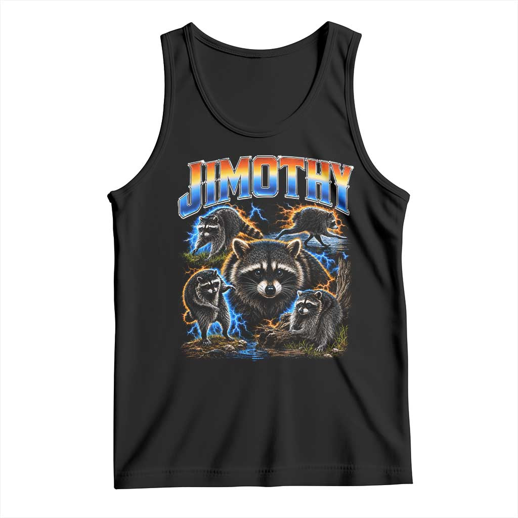 Jimothy the Raccoon Vintage 90s Bootleg Lightning Graphic Tank Top Viral Seattle Trash Panda TS02 Black Print Your Wear