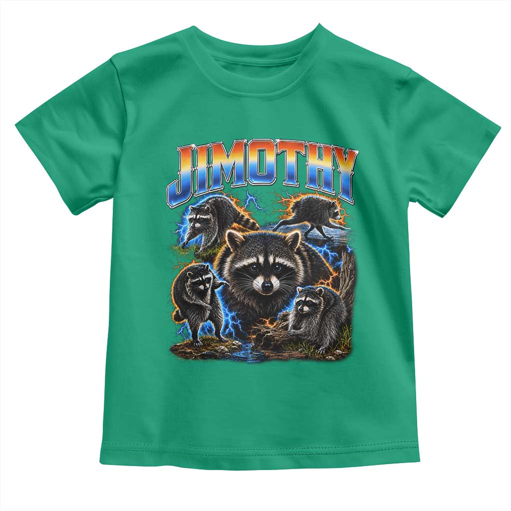 Jimothy the Raccoon Vintage 90s Bootleg Lightning Graphic Toddler T Shirt Viral Seattle Trash Panda