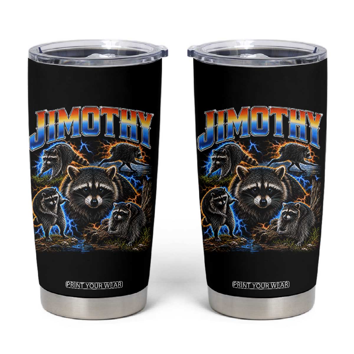 Jimothy the Raccoon Vintage 90s Bootleg Lightning Graphic Tumbler Cup Viral Seattle Trash Panda
