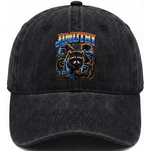 Jimothy the Raccoon Vintage 90s Bootleg Lightning Graphic Washed Cotton Baseball Cap Viral Seattle Trash Panda