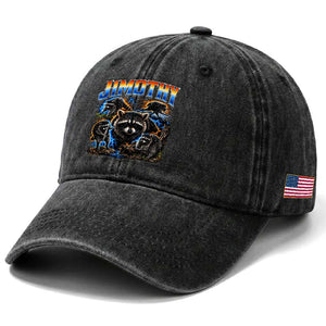 Jimothy the Raccoon Vintage 90s Bootleg Lightning Graphic Washed Cotton Baseball Cap Viral Seattle Trash Panda