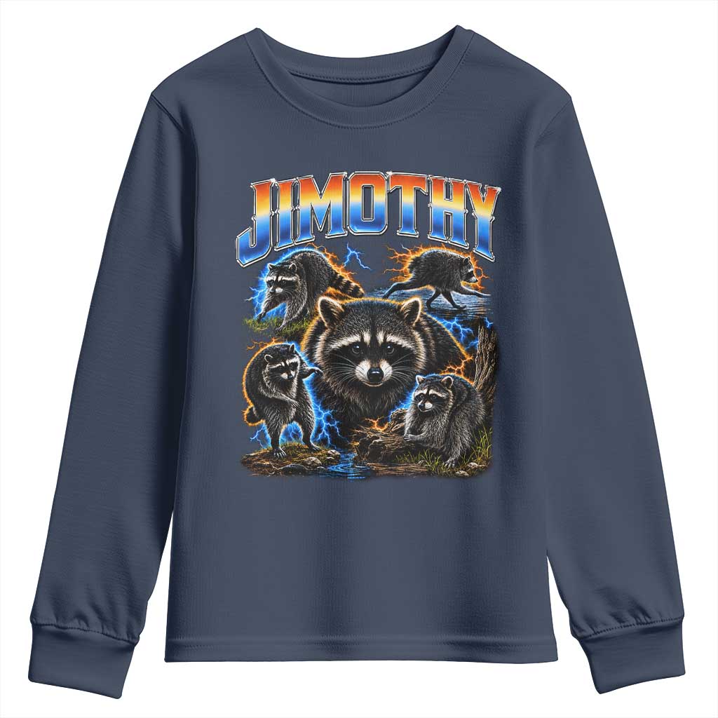 Jimothy the Raccoon Vintage 90s Bootleg Lightning Graphic Youth Sweatshirt Viral Seattle Trash Panda
