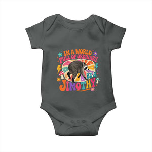 In A World Full Of Ordinary Be A Jimothy Psychedelic Style Baby Onesie Retro Groovy Seattle Raccoon Legend Graphic