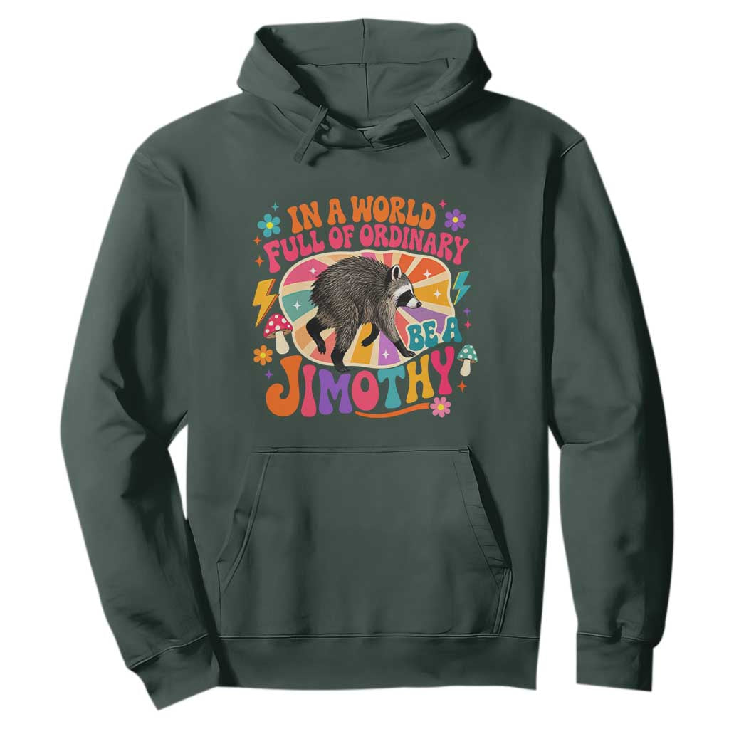In A World Full Of Ordinary Be A Jimothy Psychedelic Style Hoodie Retro Groovy Seattle Raccoon Legend Graphic