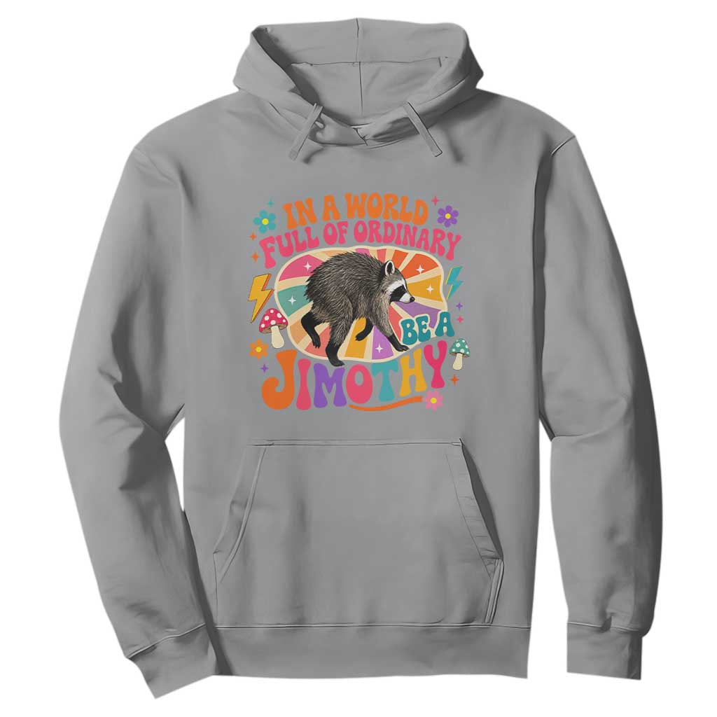 In A World Full Of Ordinary Be A Jimothy Psychedelic Style Hoodie Retro Groovy Seattle Raccoon Legend Graphic