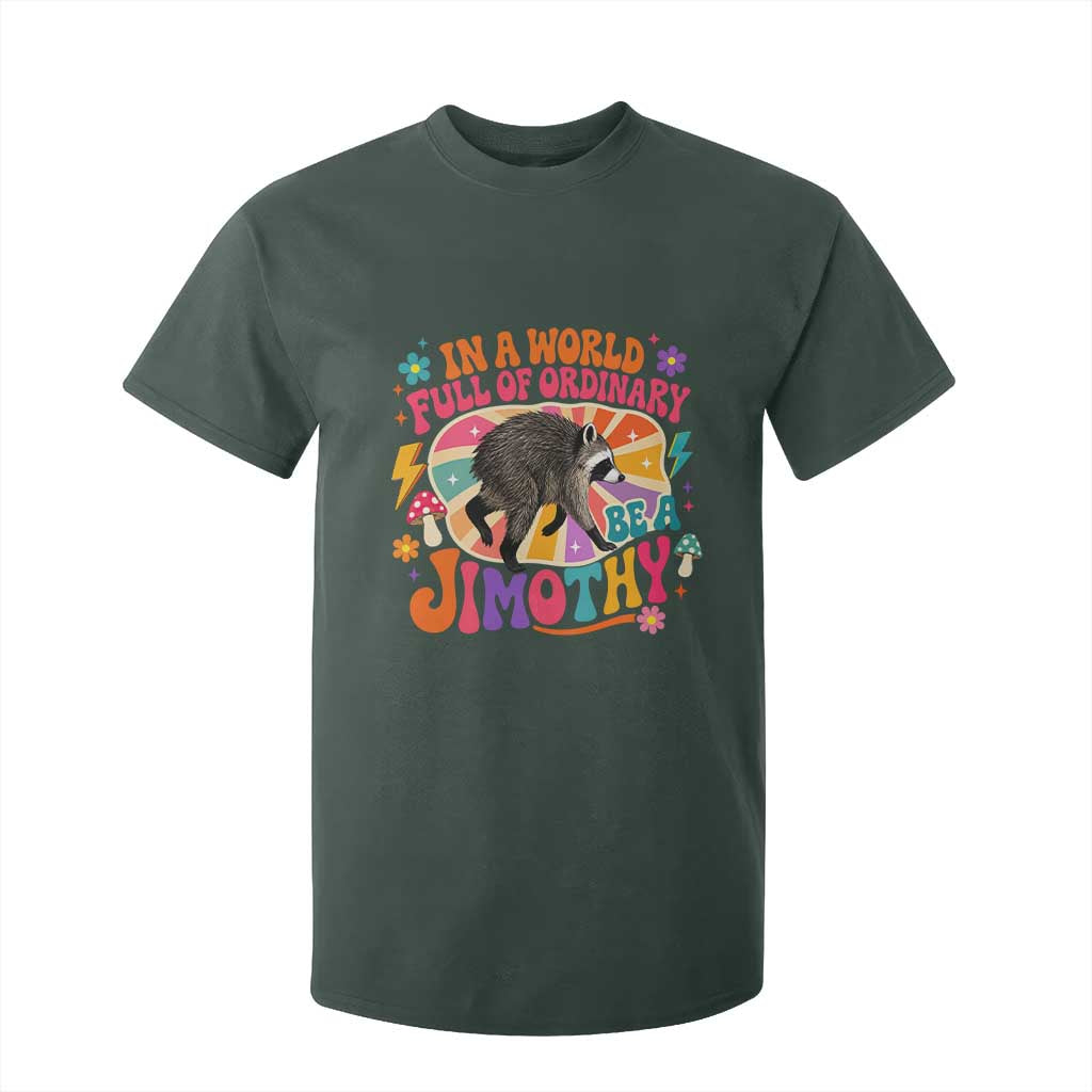 In A World Full Of Ordinary Be A Jimothy Psychedelic Style T Shirt For Kid Retro Groovy Seattle Raccoon Legend Graphic