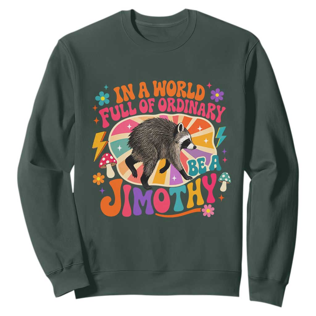 In A World Full Of Ordinary Be A Jimothy Psychedelic Style Sweatshirt Retro Groovy Seattle Raccoon Legend Graphic