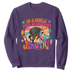 In A World Full Of Ordinary Be A Jimothy Psychedelic Style Sweatshirt Retro Groovy Seattle Raccoon Legend Graphic