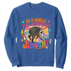 In A World Full Of Ordinary Be A Jimothy Psychedelic Style Sweatshirt Retro Groovy Seattle Raccoon Legend Graphic