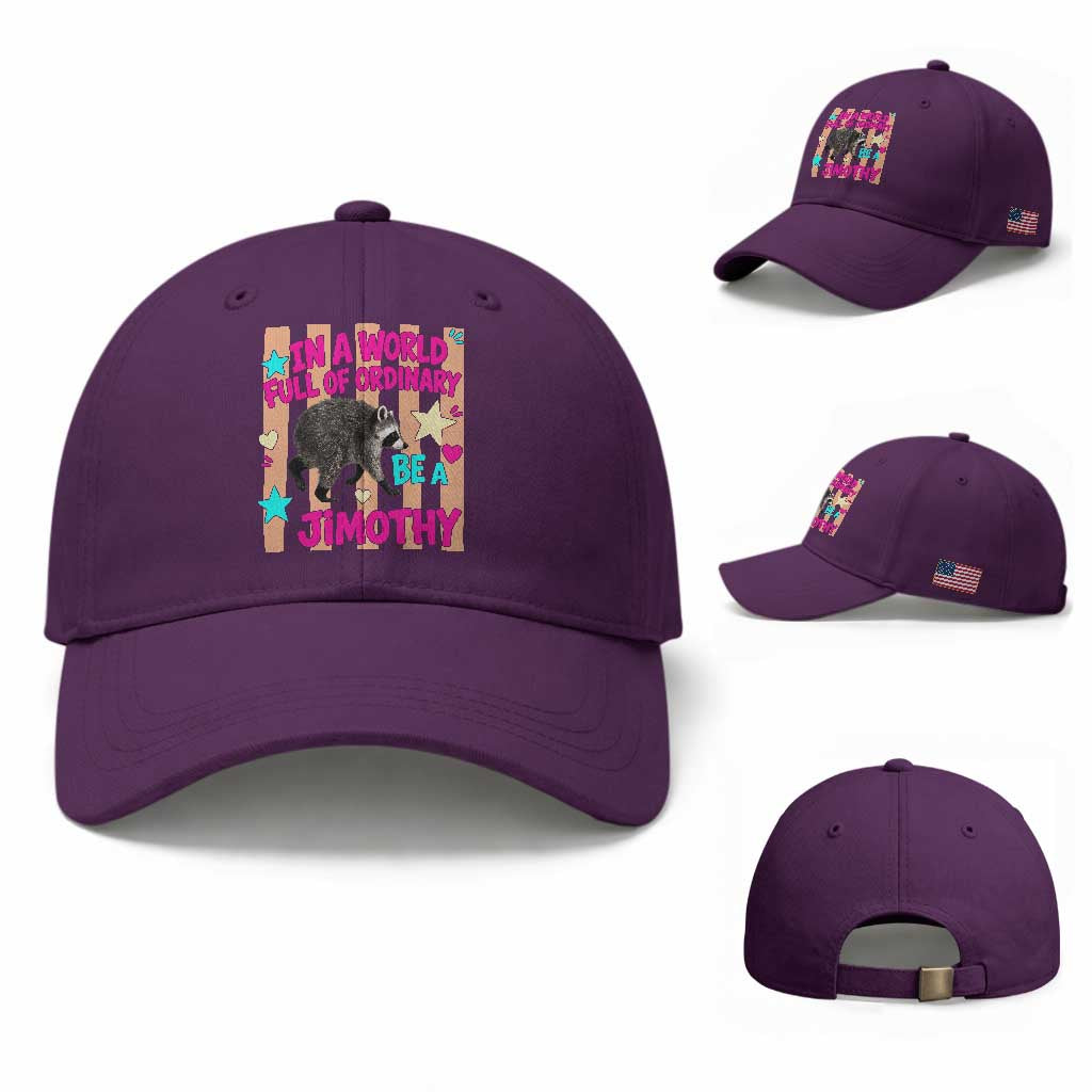 In A World Full Of Ordinary Be A Jimothy Preppy Style Baseball Cap Cute Y2K Pop Seattle Raccoon Legend Graphic