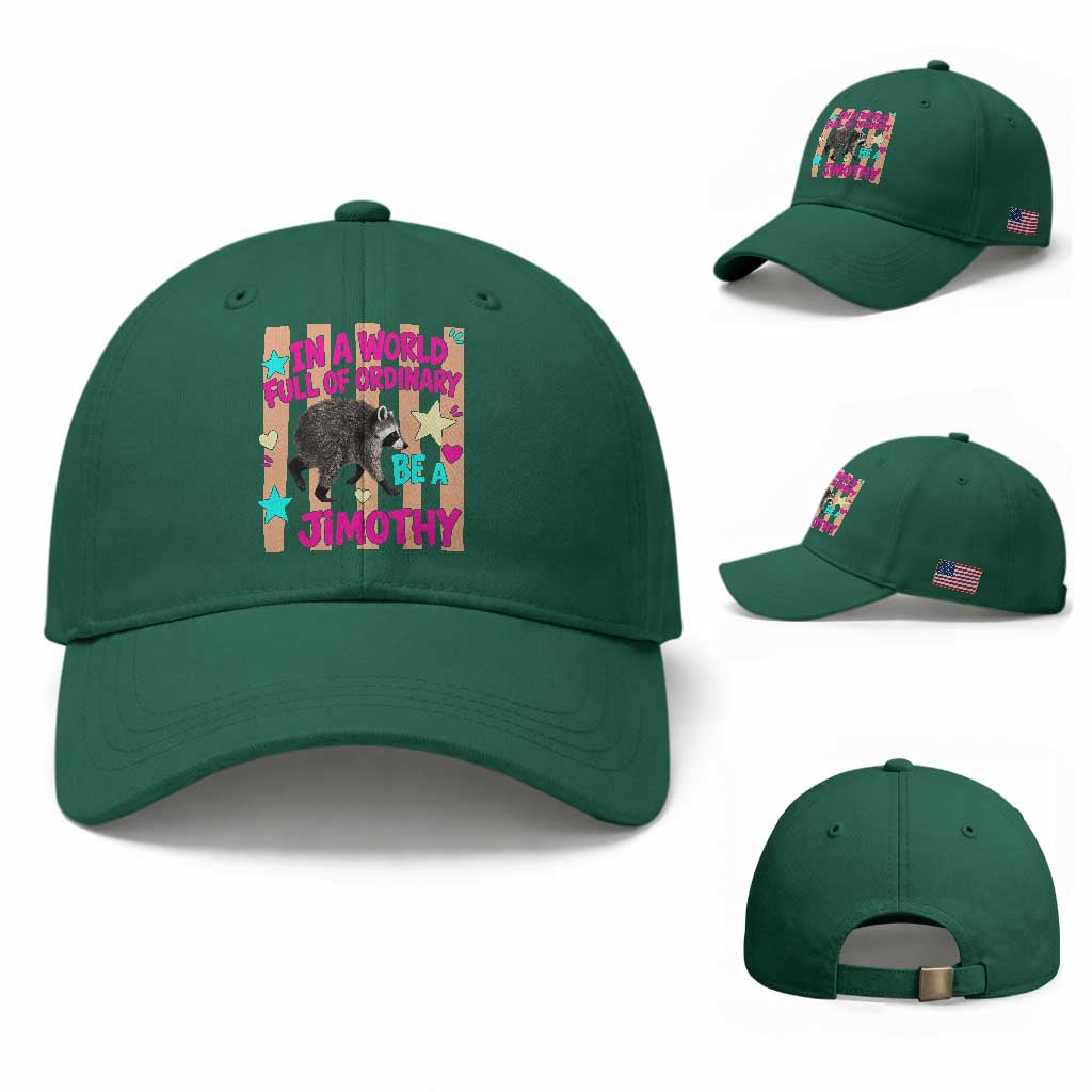 In A World Full Of Ordinary Be A Jimothy Preppy Style Baseball Cap Cute Y2K Pop Seattle Raccoon Legend Graphic