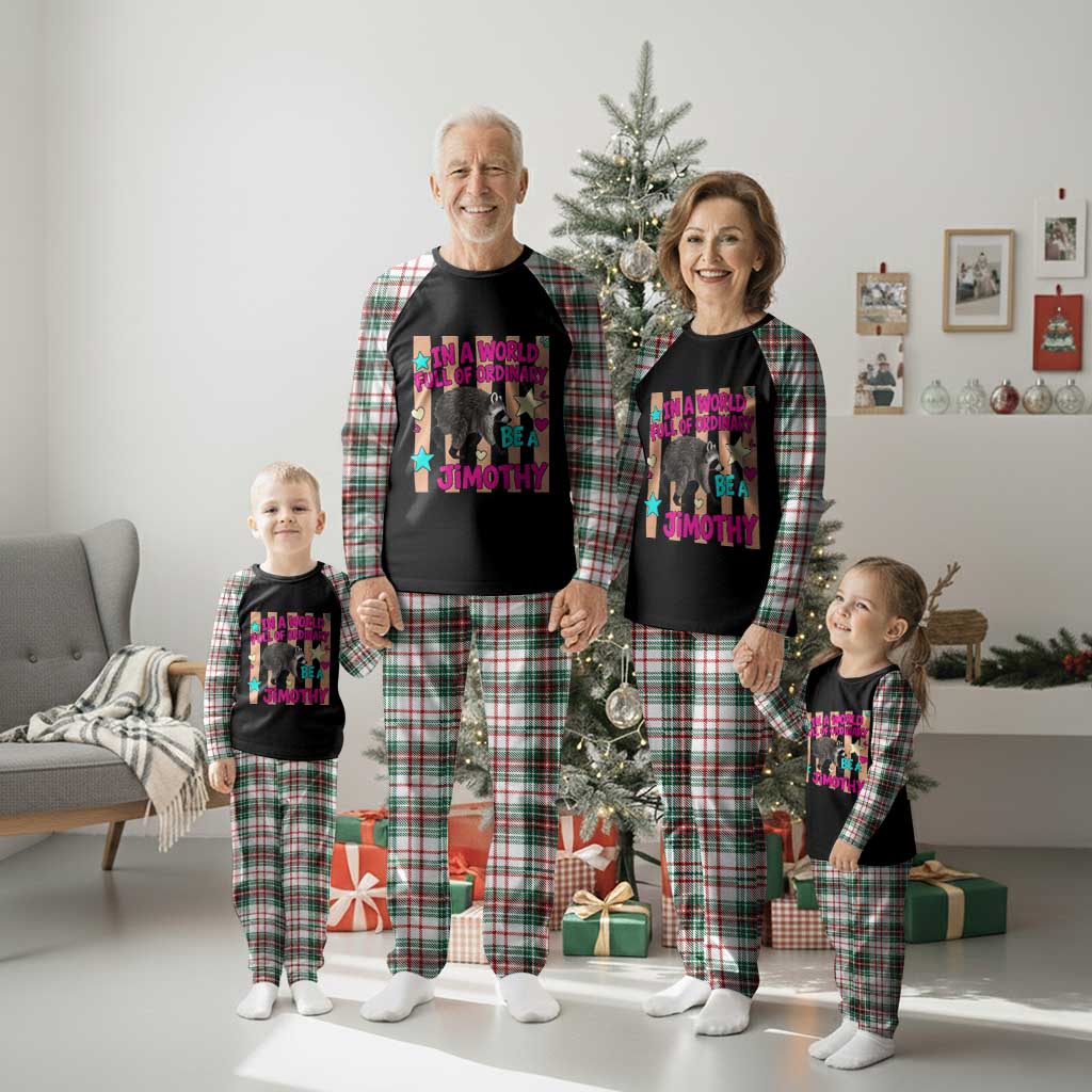 In A World Full Of Ordinary Be A Jimothy Preppy Style Plaid Pajama Set Cute Y2K Pop Seattle Raccoon Legend Graphic