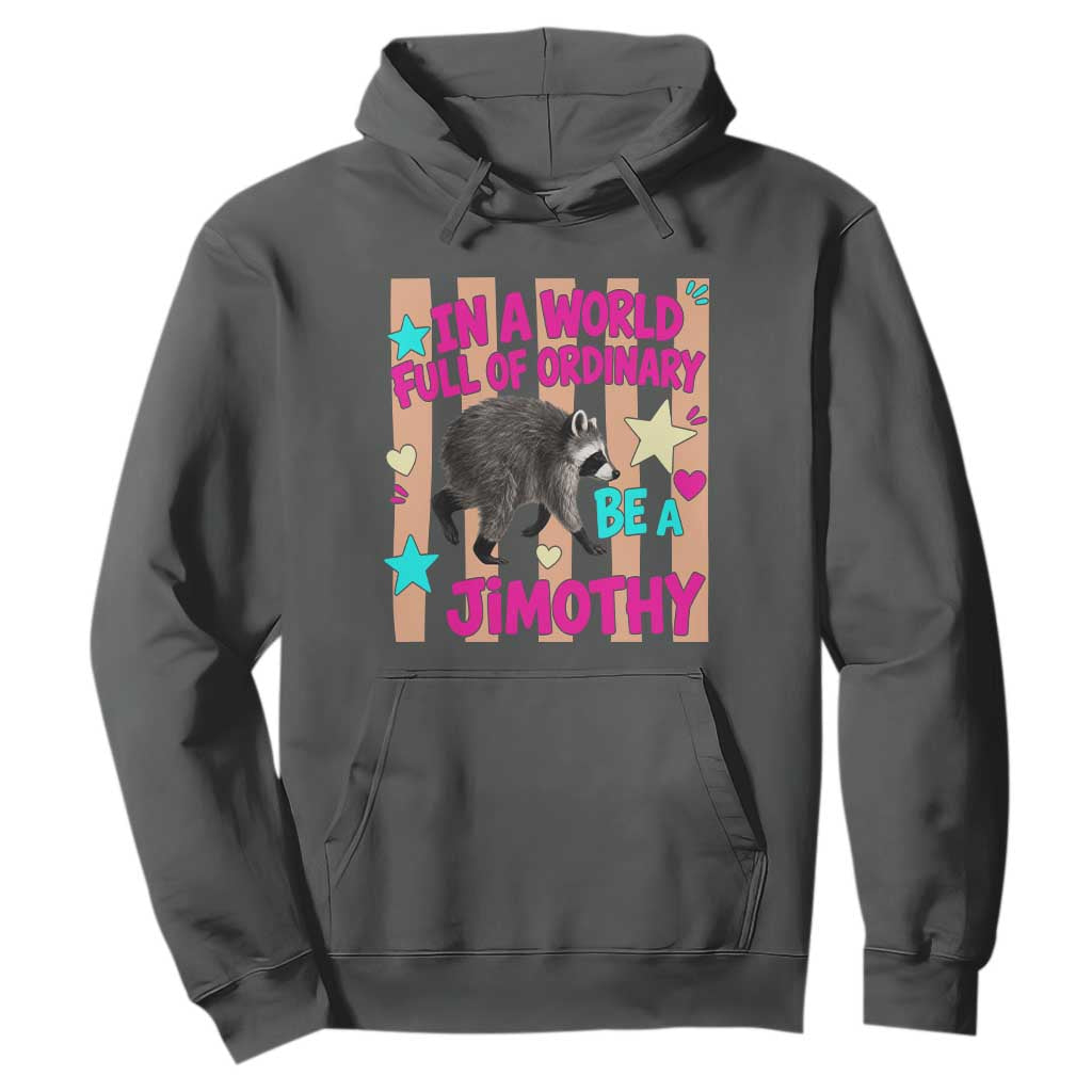 In A World Full Of Ordinary Be A Jimothy Preppy Style Hoodie Cute Y2K Pop Seattle Raccoon Legend Graphic