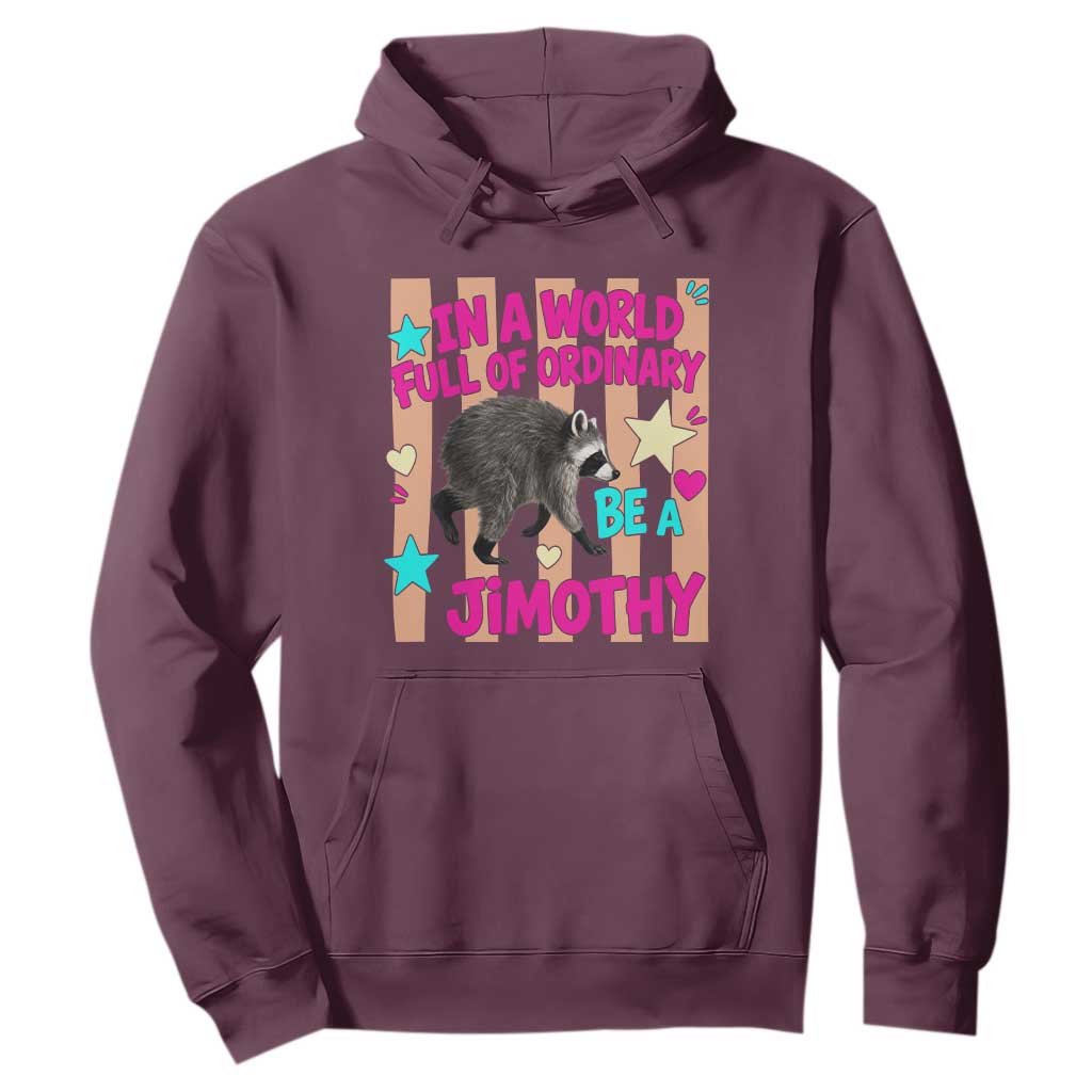 In A World Full Of Ordinary Be A Jimothy Preppy Style Hoodie Cute Y2K Pop Seattle Raccoon Legend Graphic