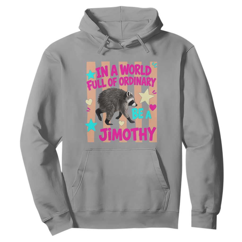 In A World Full Of Ordinary Be A Jimothy Preppy Style Hoodie Cute Y2K Pop Seattle Raccoon Legend Graphic