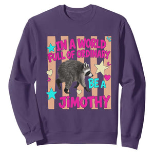 In A World Full Of Ordinary Be A Jimothy Preppy Style Sweatshirt Cute Y2K Pop Seattle Raccoon Legend Graphic
