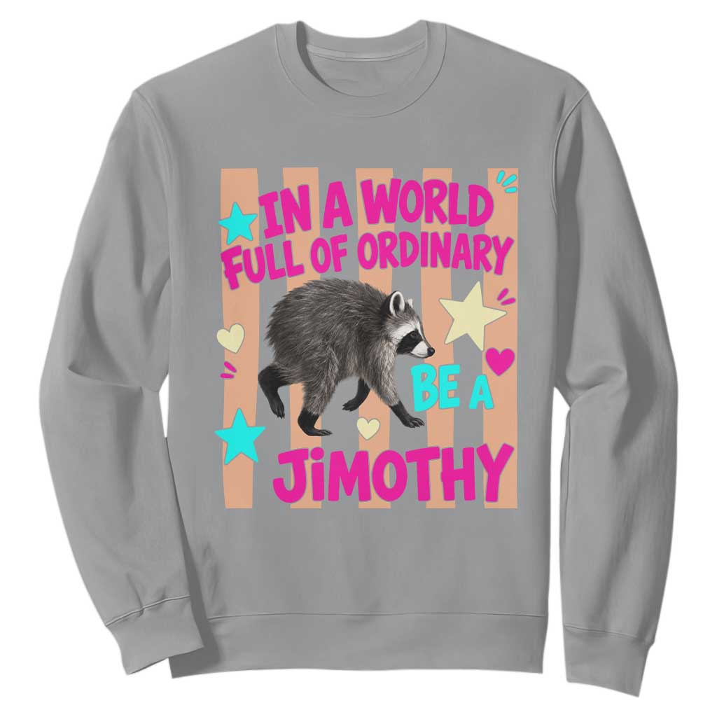 In A World Full Of Ordinary Be A Jimothy Preppy Style Sweatshirt Cute Y2K Pop Seattle Raccoon Legend Graphic