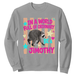 In A World Full Of Ordinary Be A Jimothy Preppy Style Sweatshirt Cute Y2K Pop Seattle Raccoon Legend Graphic
