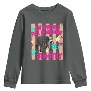 In A World Full Of Ordinary Be A Jimothy Preppy Style Youth Sweatshirt Cute Y2K Pop Seattle Raccoon Legend Graphic