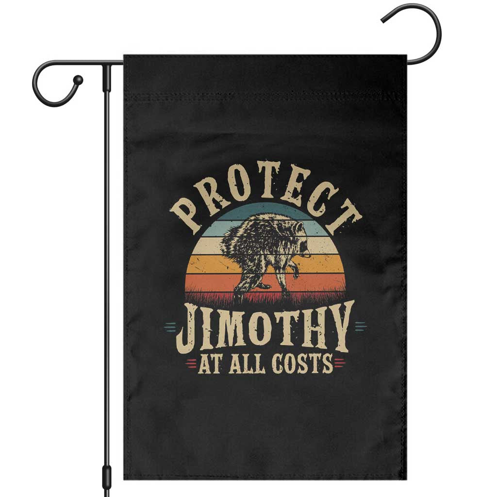 Protect Jimothy At All Costs Seattle Raccoon Garden Flag Vintage Sunset Feral Trash Panda Legend Supporter TS02 Black Print Your Wear