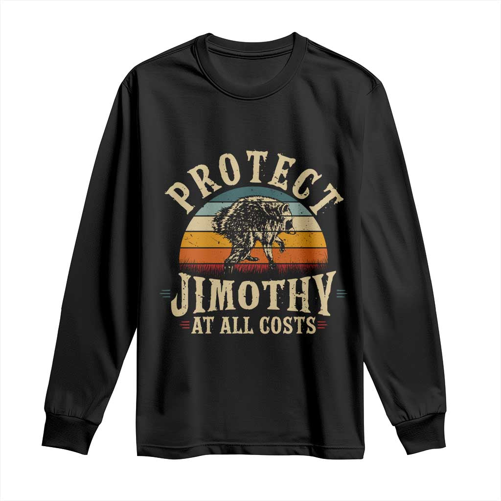 Protect Jimothy At All Costs Seattle Raccoon Long Sleeve Shirt Vintage Sunset Feral Trash Panda Legend Supporter TS02 Black Print Your Wear