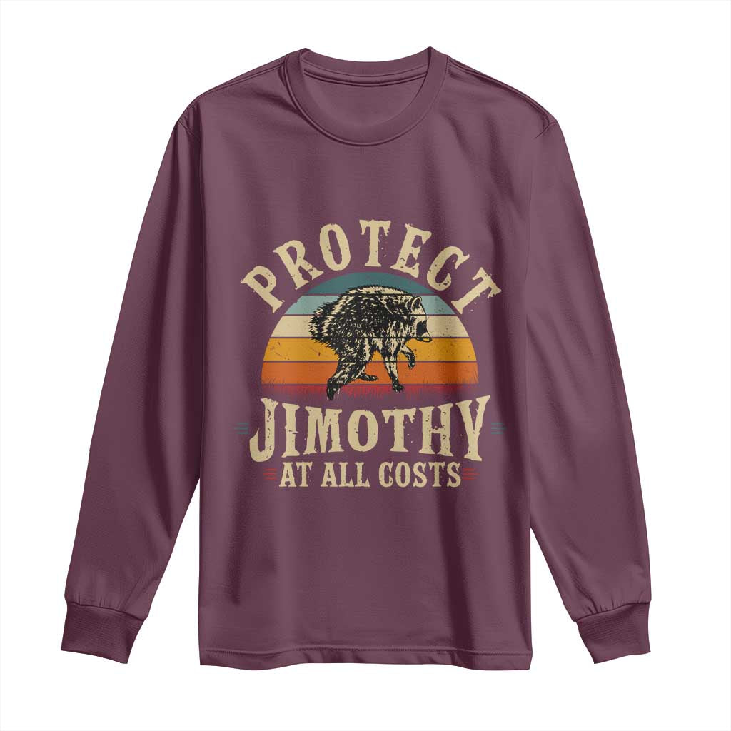 Protect Jimothy At All Costs Seattle Raccoon Long Sleeve Shirt Vintage Sunset Feral Trash Panda Legend Supporter