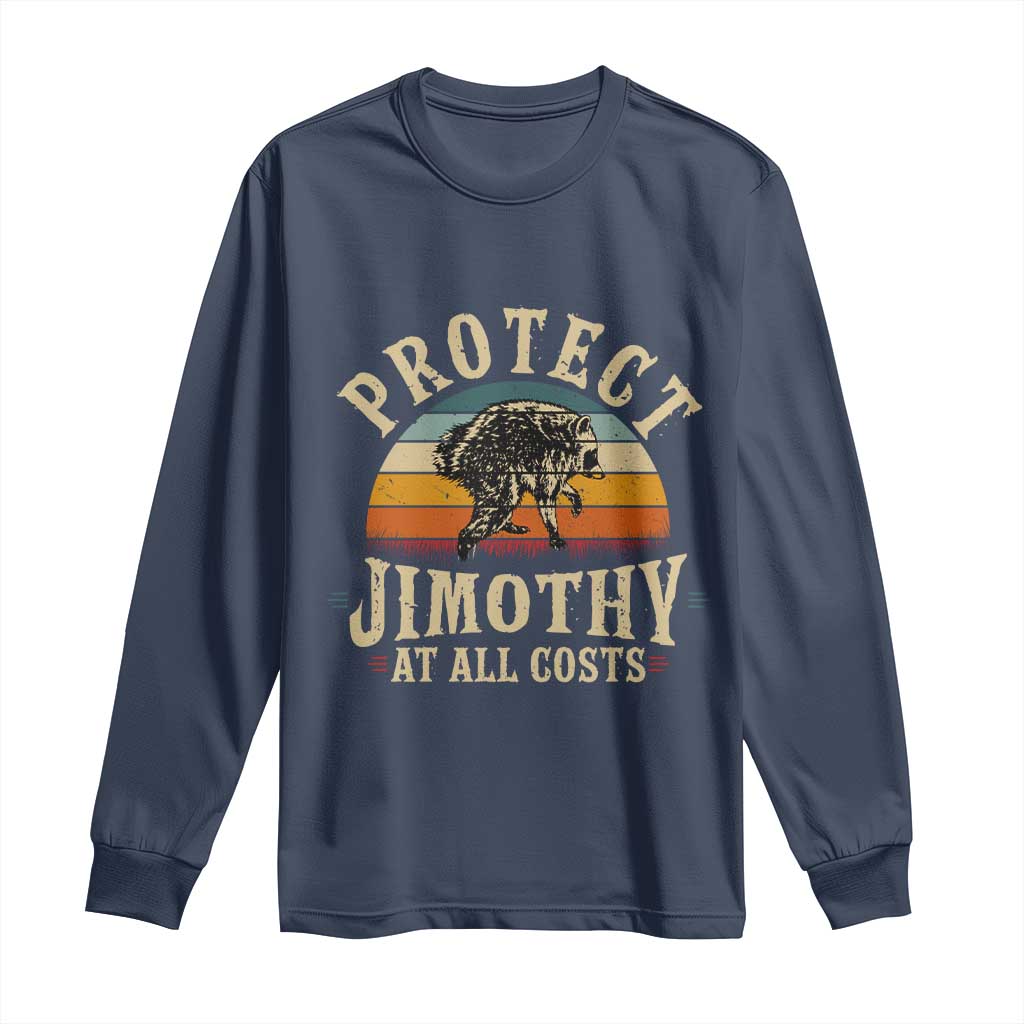 Protect Jimothy At All Costs Seattle Raccoon Long Sleeve Shirt Vintage Sunset Feral Trash Panda Legend Supporter