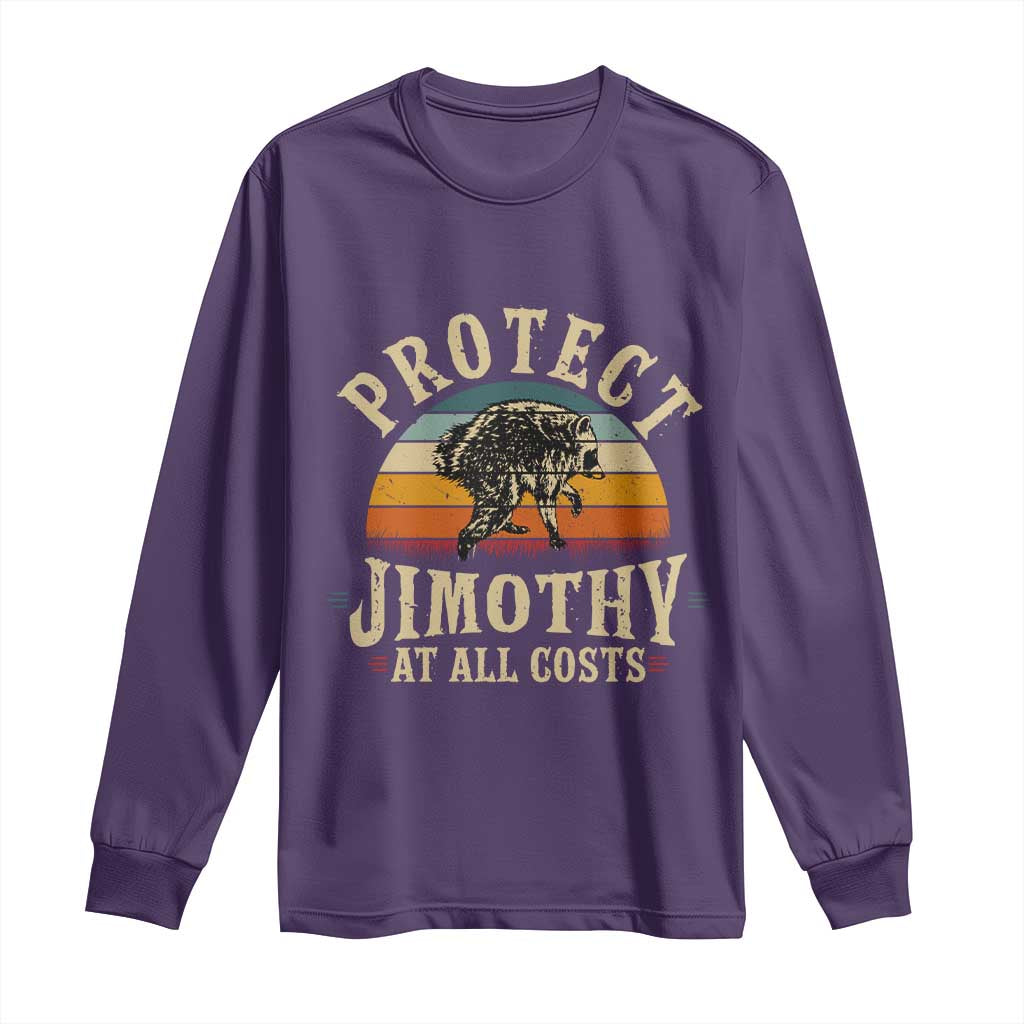 Protect Jimothy At All Costs Seattle Raccoon Long Sleeve Shirt Vintage Sunset Feral Trash Panda Legend Supporter