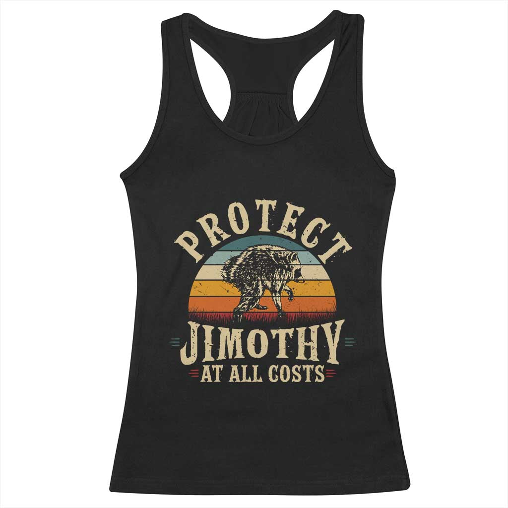 Protect Jimothy At All Costs Seattle Raccoon Racerback Tank Top Vintage Sunset Feral Trash Panda Legend Supporter TS02 Black Print Your Wear