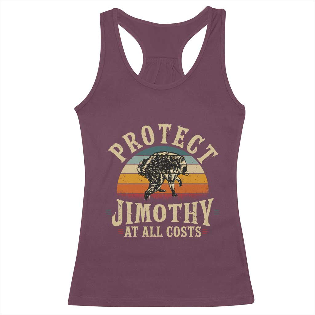 Protect Jimothy At All Costs Seattle Raccoon Racerback Tank Top Vintage Sunset Feral Trash Panda Legend Supporter
