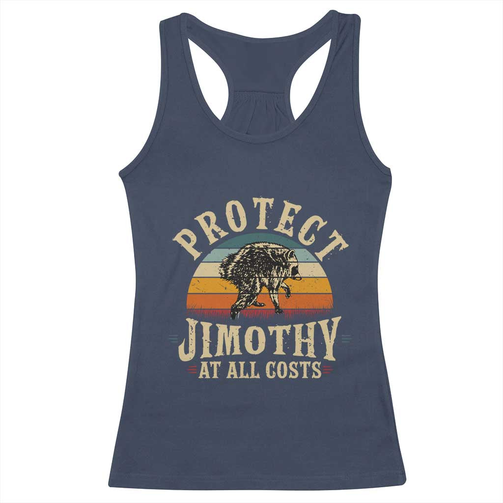 Protect Jimothy At All Costs Seattle Raccoon Racerback Tank Top Vintage Sunset Feral Trash Panda Legend Supporter