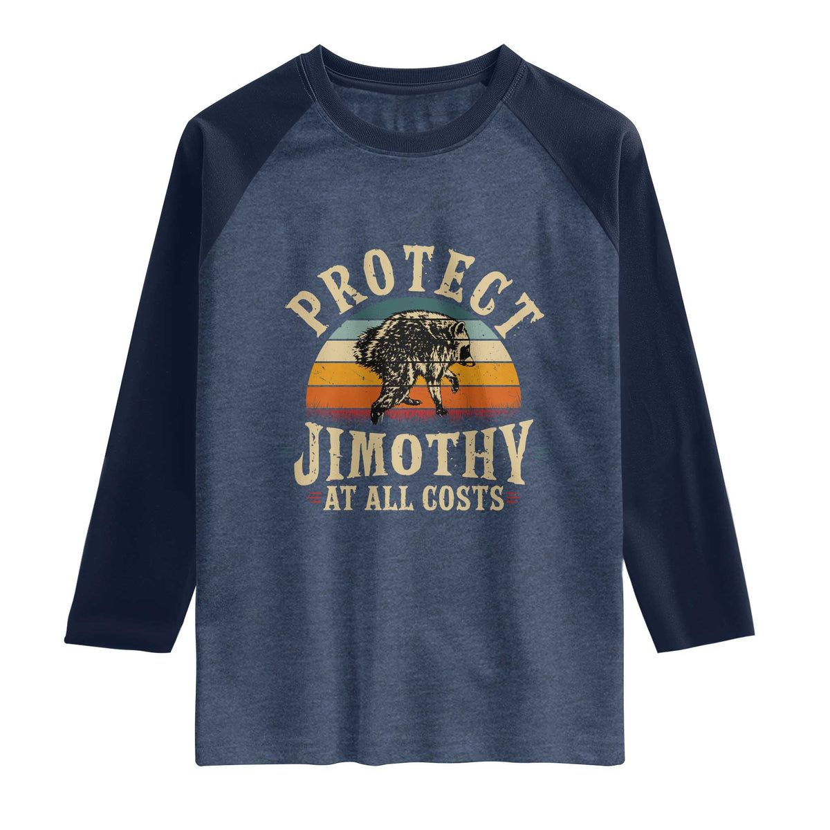 Protect Jimothy At All Costs Seattle Raccoon Raglan Shirt Vintage Sunset Feral Trash Panda Legend Supporter