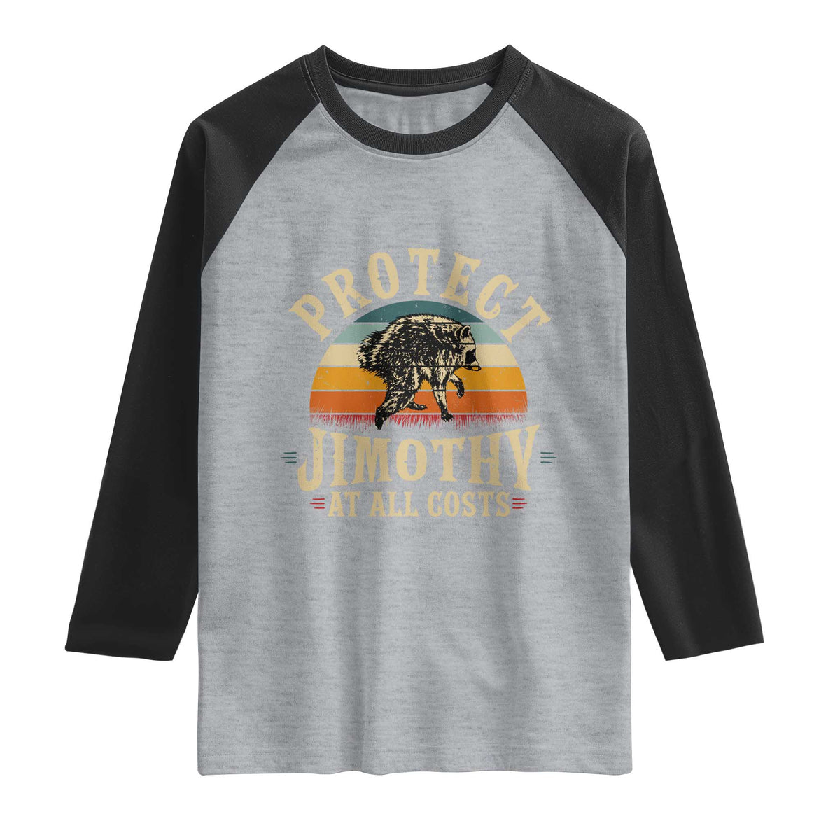 Protect Jimothy At All Costs Seattle Raccoon Raglan Shirt Vintage Sunset Feral Trash Panda Legend Supporter