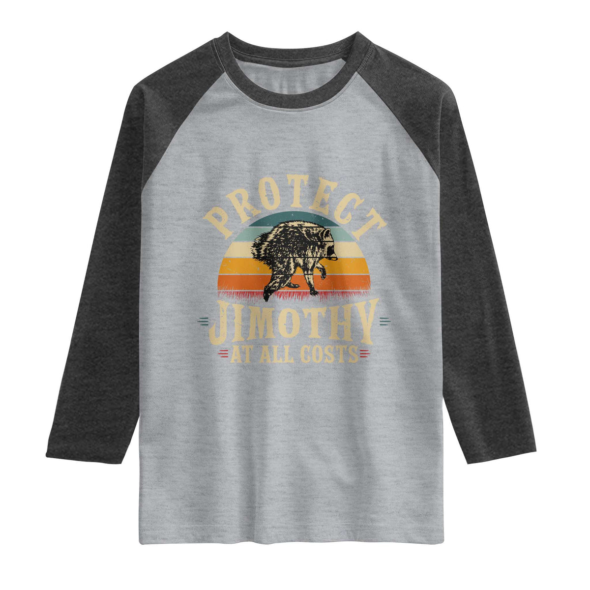 Protect Jimothy At All Costs Seattle Raccoon Raglan Shirt Vintage Sunset Feral Trash Panda Legend Supporter