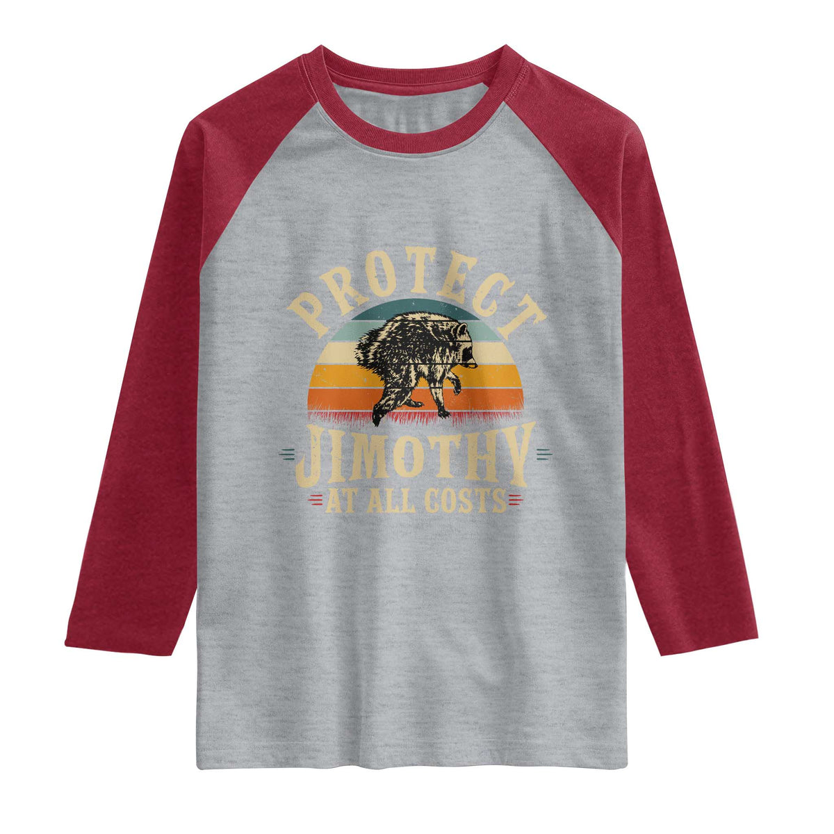 Protect Jimothy At All Costs Seattle Raccoon Raglan Shirt Vintage Sunset Feral Trash Panda Legend Supporter