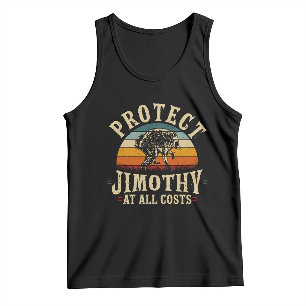 Protect Jimothy At All Costs Seattle Raccoon Tank Top Vintage Sunset Feral Trash Panda Legend Supporter TS02 Black Print Your Wear