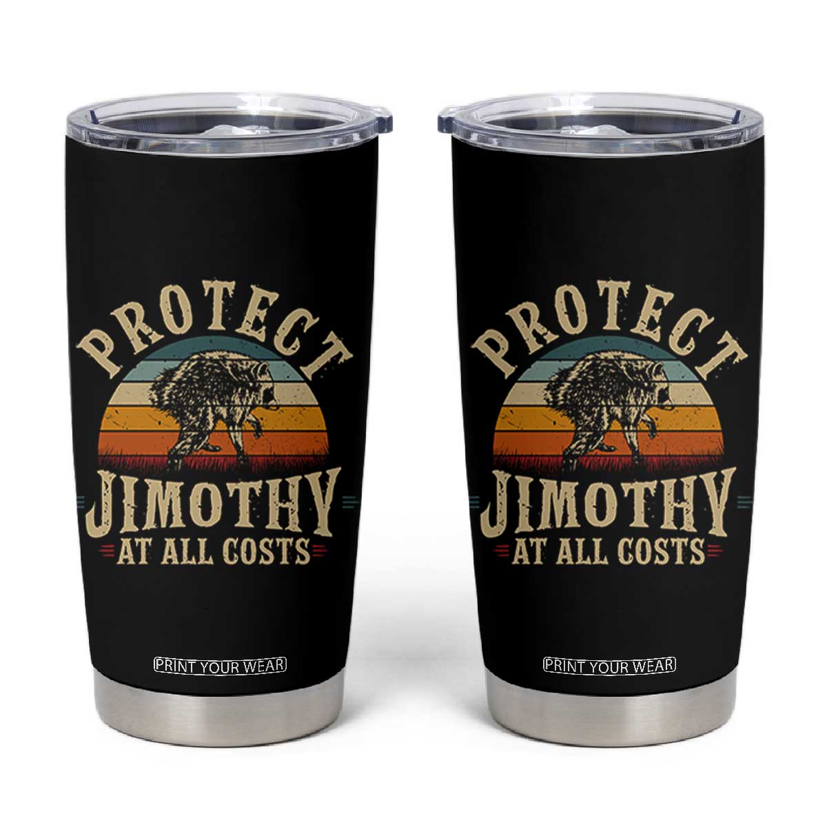 Protect Jimothy At All Costs Seattle Raccoon Tumbler Cup Vintage Sunset Feral Trash Panda Legend Supporter