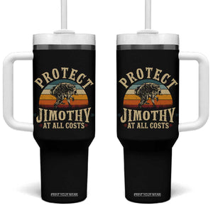 Protect Jimothy At All Costs Seattle Raccoon Tumbler With Handle Vintage Sunset Feral Trash Panda Legend Supporter