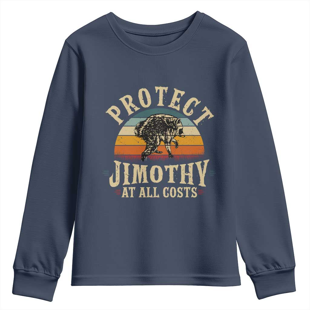 Protect Jimothy At All Costs Seattle Raccoon Youth Sweatshirt Vintage Sunset Feral Trash Panda Legend Supporter