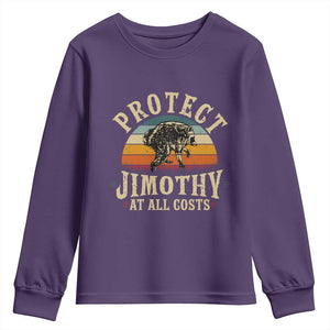 Protect Jimothy At All Costs Seattle Raccoon Youth Sweatshirt Vintage Sunset Feral Trash Panda Legend Supporter
