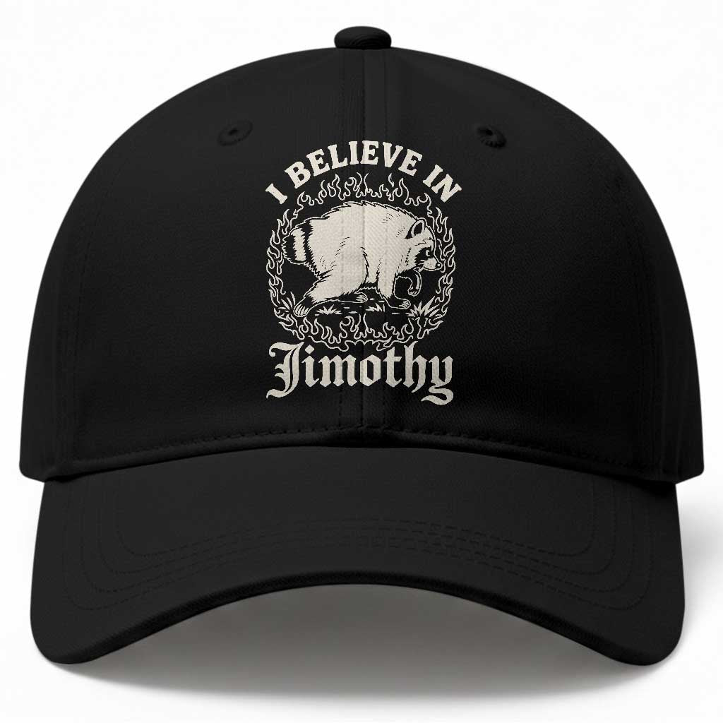 I Believe In Jimothy the Seattle Raccoon Baseball Cap Flaming Circle Vintage Feral Legend Trash Panda Supporter TS02 Print Your Wear