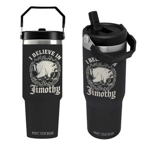 I Believe In Jimothy the Seattle Raccoon Flip Straw Tumbler Flaming Circle Vintage Feral Legend Trash Panda Supporter