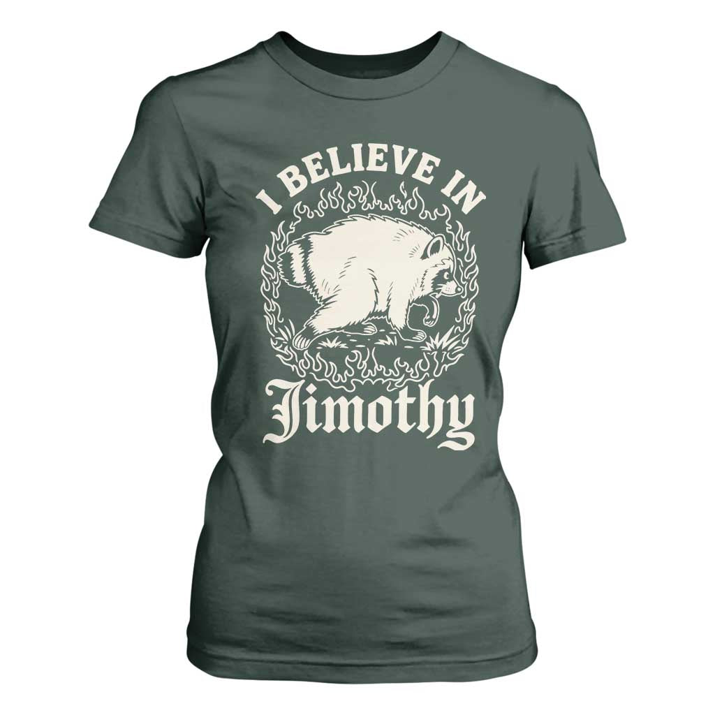 I Believe In Jimothy the Seattle Raccoon T Shirt For Women Flaming Circle Vintage Feral Legend Trash Panda Supporter