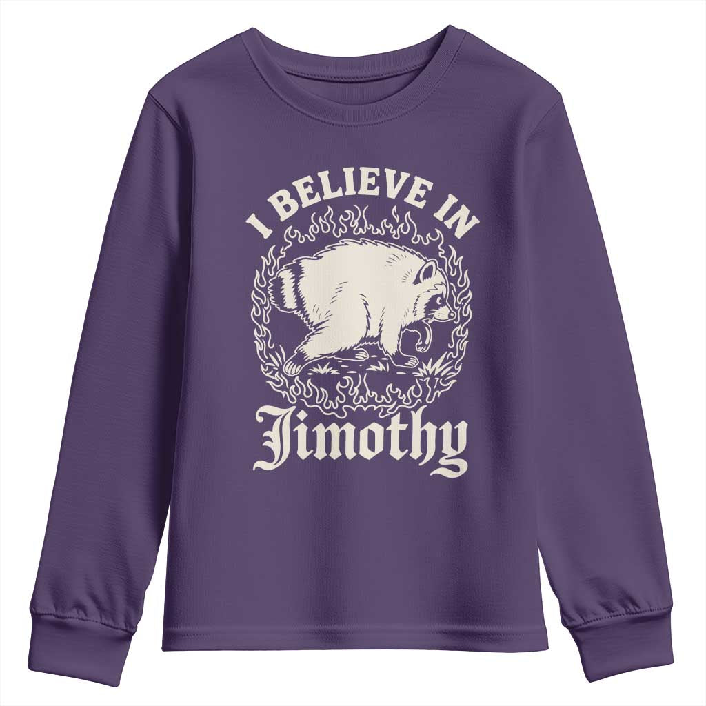 I Believe In Jimothy the Seattle Raccoon Youth Sweatshirt Flaming Circle Vintage Feral Legend Trash Panda Supporter