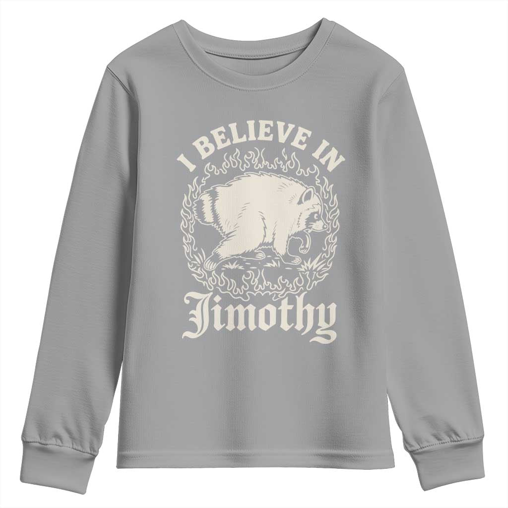 I Believe In Jimothy the Seattle Raccoon Youth Sweatshirt Flaming Circle Vintage Feral Legend Trash Panda Supporter